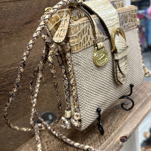 Brahmin Harbor Collection Crossbody Bag – Woven Straw & Croc-Embossed trim - Picture 6 of 10